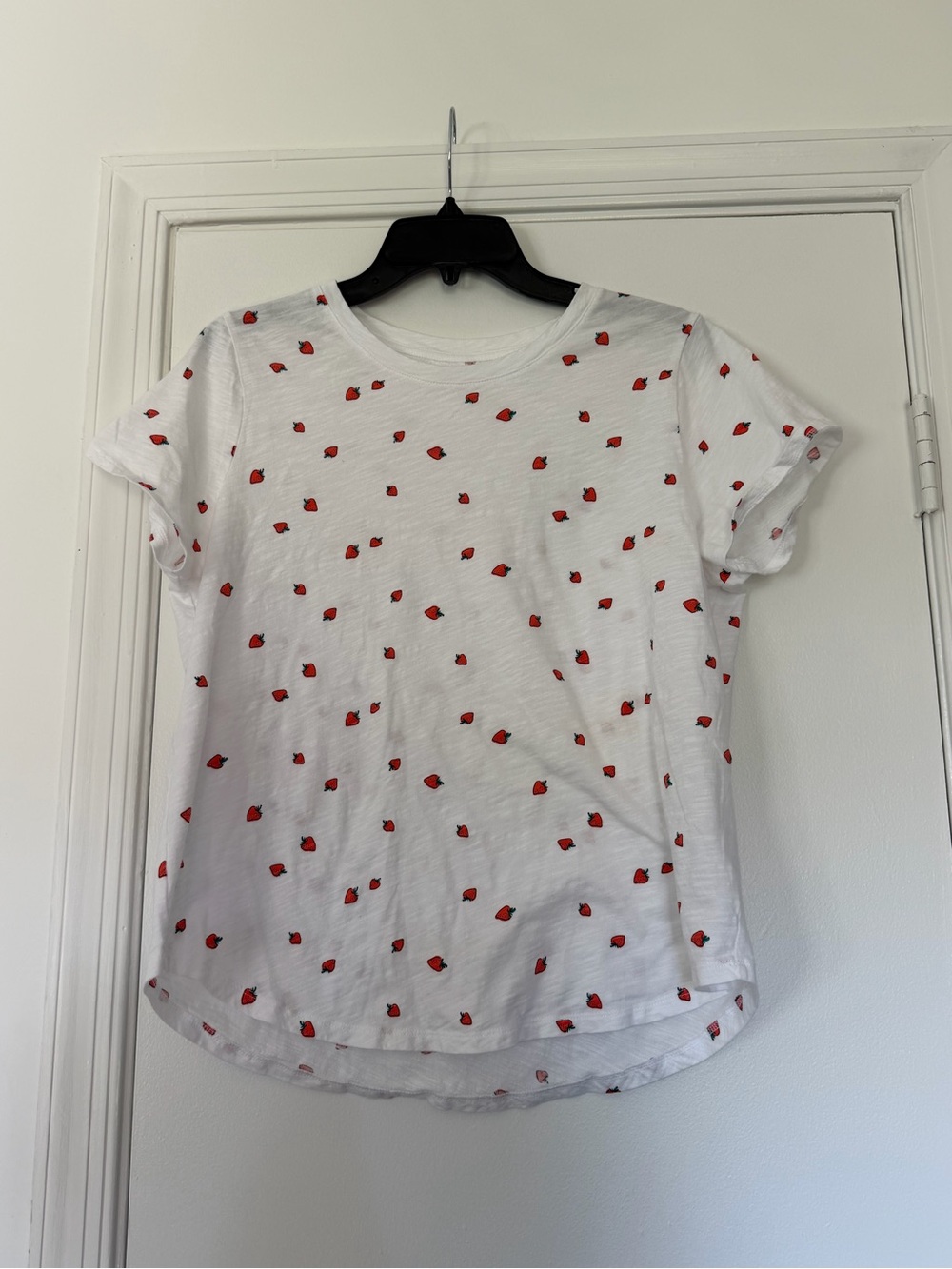 Old Navy White Short-Sleeve Tee with Red Strawberry Motif